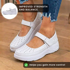 Orthopedic Leather Mary Jane Shoes - Adjustable Strap Closure & Platform Comfort Sole