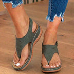 Orthopedic Leather T-Strap Sandals - Quilted Pattern & Contrast Stitching