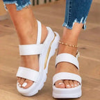 Orthopedic Sport Platform Sandals - Elastic Strap & Contrast Sole