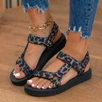 Orthopedic Tribal Print Platform Sandals - Adjustable Tie Straps