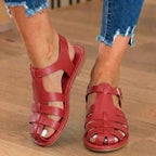 Orthopedic Leather Fisherman Sandals - Multi-Strap Buckle Closure