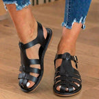 Orthopedic Leather Fisherman Sandals - Multi-Strap Buckle Closure