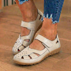 Orthopedic Leather Mary Jane Sandals - Perforated Design & Grip Sole