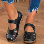 Orthopedic Leather Mary Jane Sandals - Perforated Design & Grip Sole