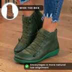 Orthopedic Leather Lace-Up Ankle Boots - Combat Style Side Zip