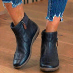 Orthopedic Leather Ankle Boots - Dual Side Zip Comfort Sole