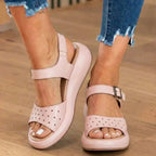 Orthopedic Leather Perforated Sandals – Adjustable Ankle Strap